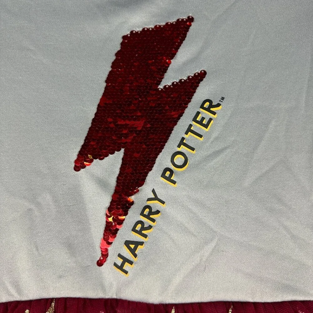 Harry Potter Girls' Sequin Bolt Dress With Tulle Skirt Size M